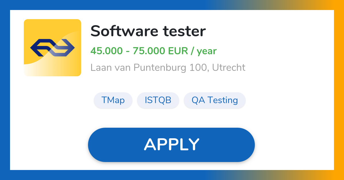 Software tester Job in Utrecht Nederlandse Spoorwegen